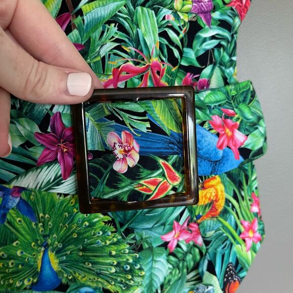 NWT Weworewhat Danielle One Piece Swimsuit Palm Green Size XS Tropical Belted - Picture 10 of 16